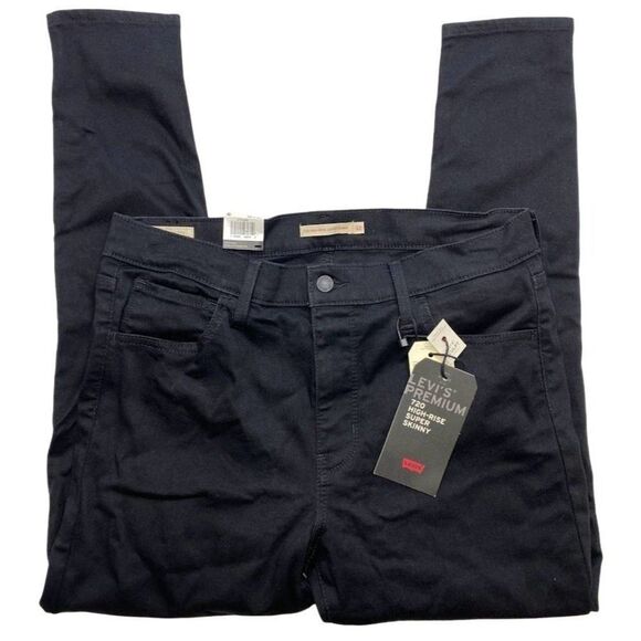 Levi's‎ Premium 720 Super Skinny Jeans Women's 32 LARGE Black High-Rise NEW - Picture 1 of 15